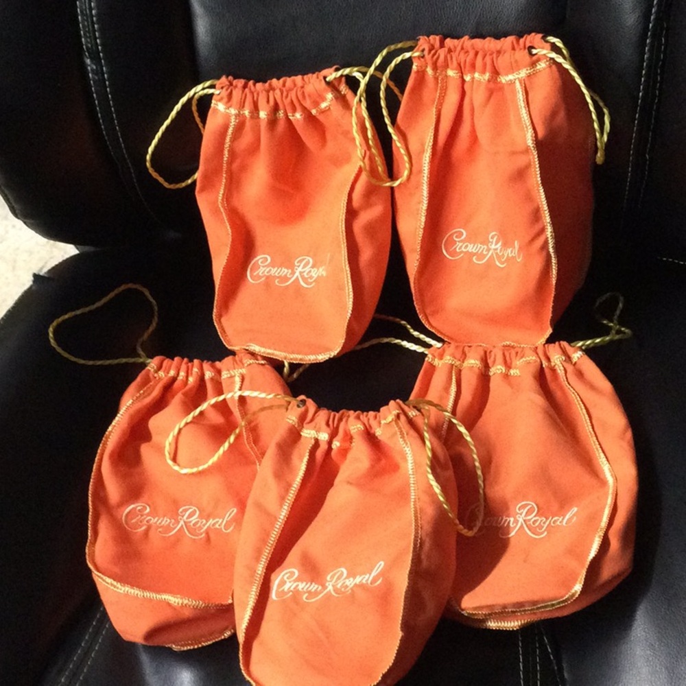New 5 Crown Royal Peach Gift Bags